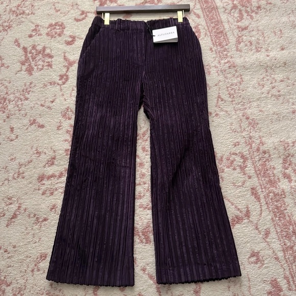 NWT -Altuzarra - Royal purple velvet corduroy trousers. Size 36 EU / 2-4 US